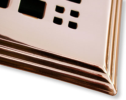 polished copper craftsman air vent corner closeup