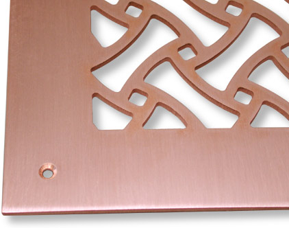 basketweave air vent in copper closeup