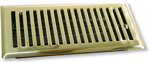 Mission air vent in polished brass