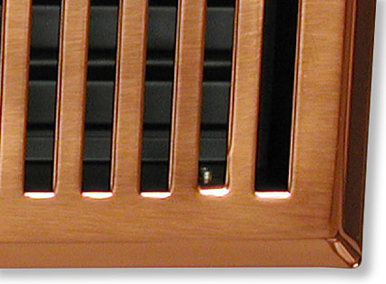 mission air vent in polished copper closeup