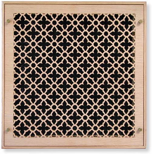 front view geometric return air vent with filter and frame