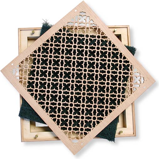 top view geometric return air vent with filter and frame